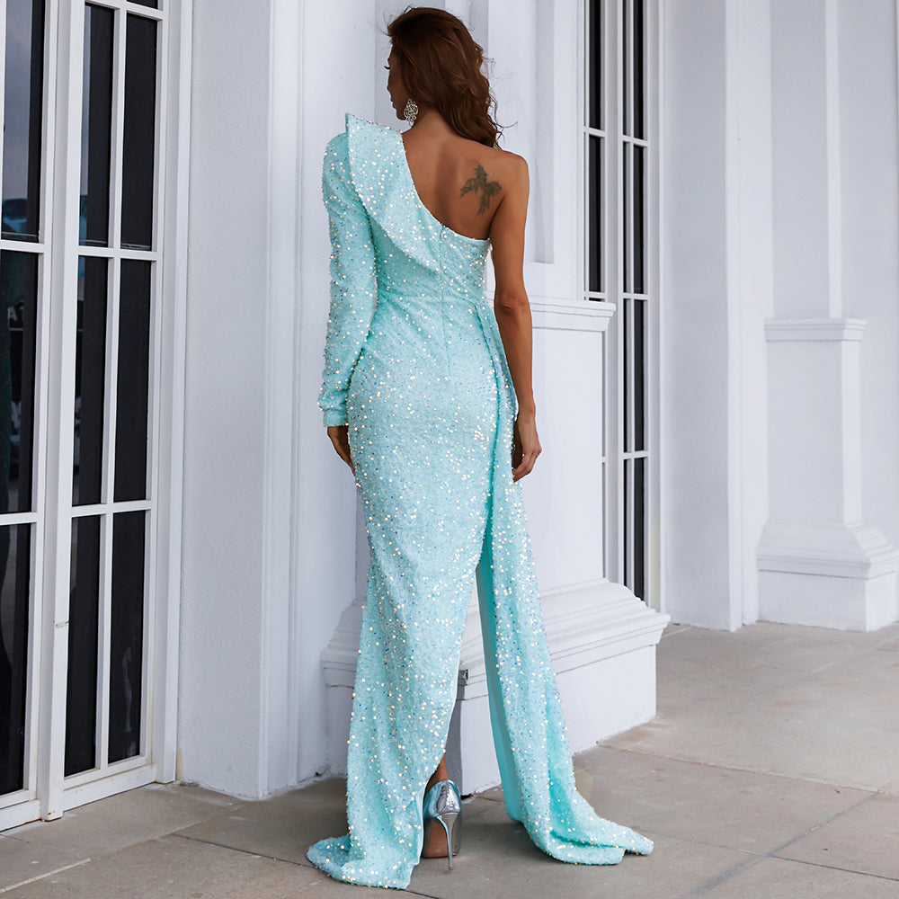 Leona – One-Shoulder Paillettenkleid