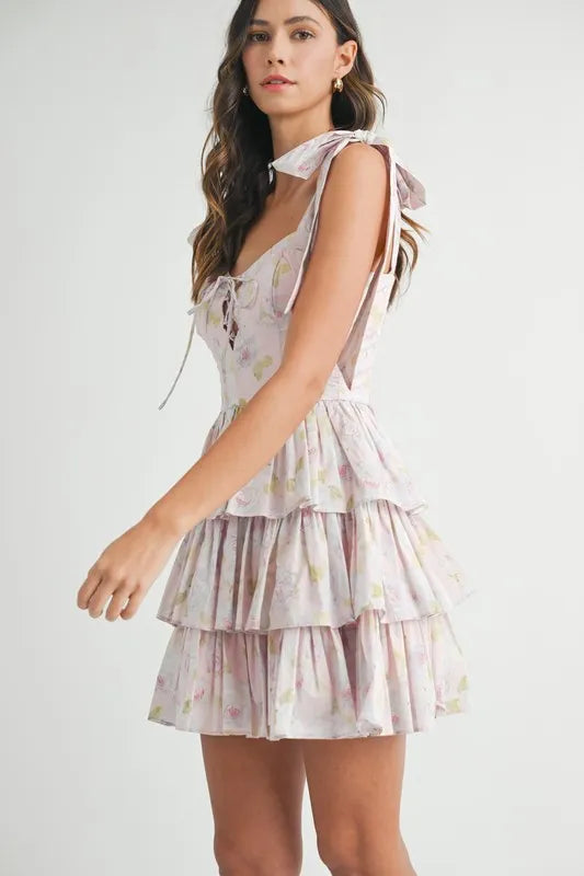 Elina – Mini-Kleid mit Blumenprint & Schulterbändern