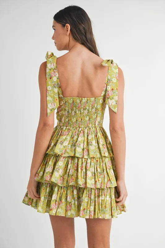 Mable – Mini-Kleid mit Blumenprint, Schulterbändern & Lagen