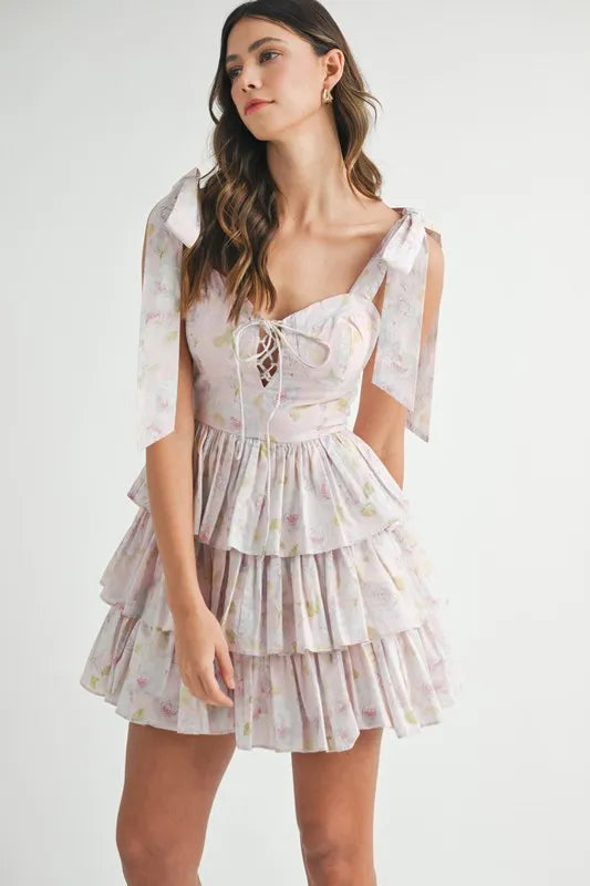 Elina – Mini-Kleid mit Blumenprint & Schulterbändern