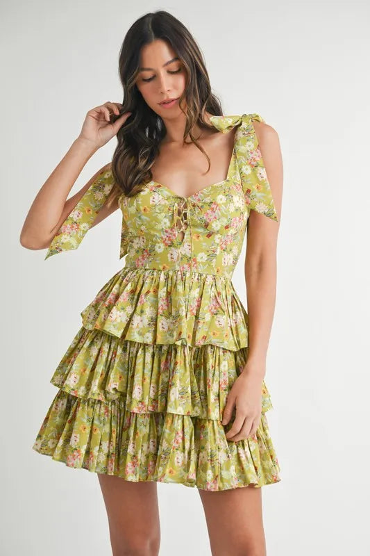 Mable – Mini-Kleid mit Blumenprint, Schulterbändern & Lagen