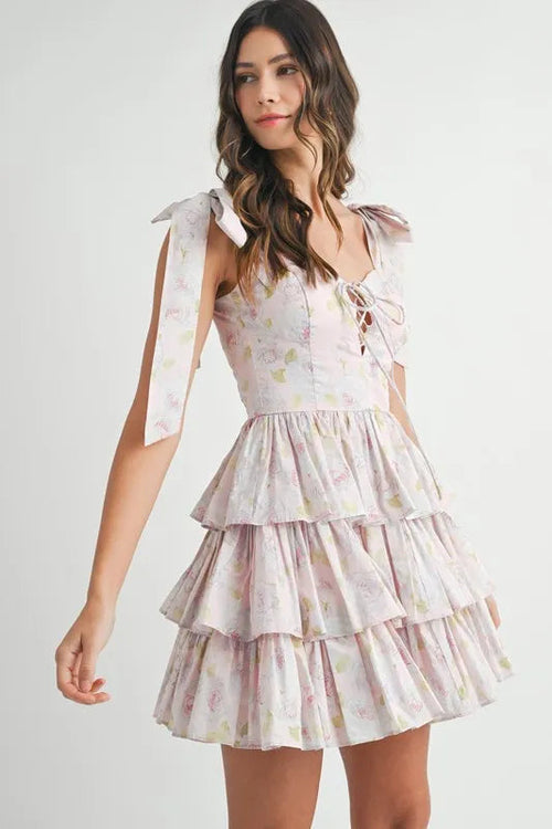 Elina – Mini-Kleid mit Blumenprint & Schulterbändern
