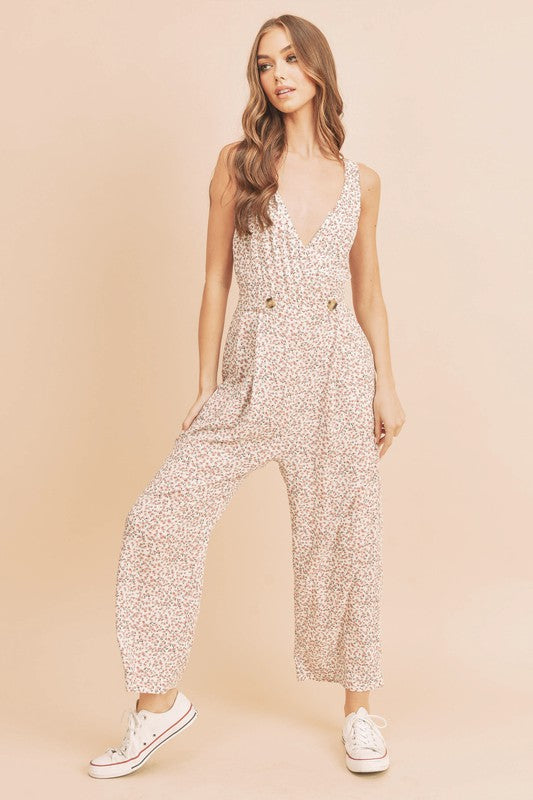 Maëlle – Jumpsuit mit weitem Bein & V-Ausschnitt